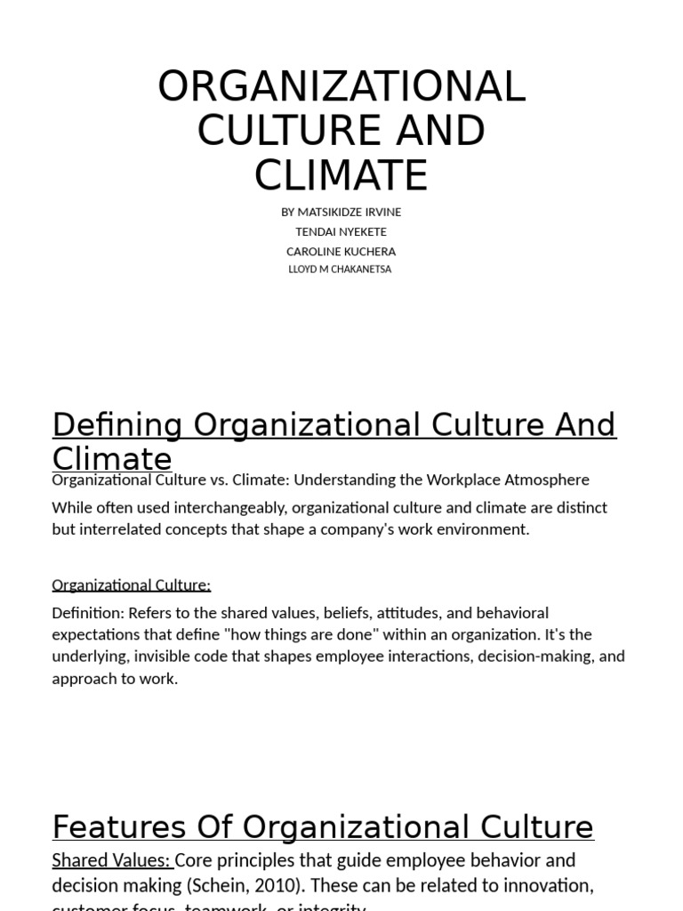 Understanding Organizational Culture & Climate | PDF | Organizational ...