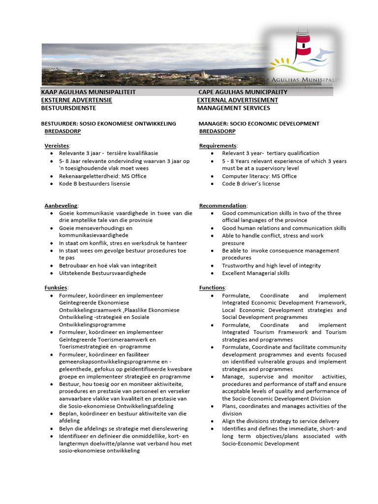 External Advertisement Manager Socio Economic Development | PDF