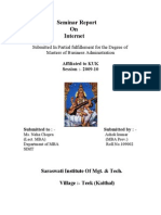 Seminar Report On Internet: Submitted in Partial Fulfillement For The Degree of Masters of Business Administration