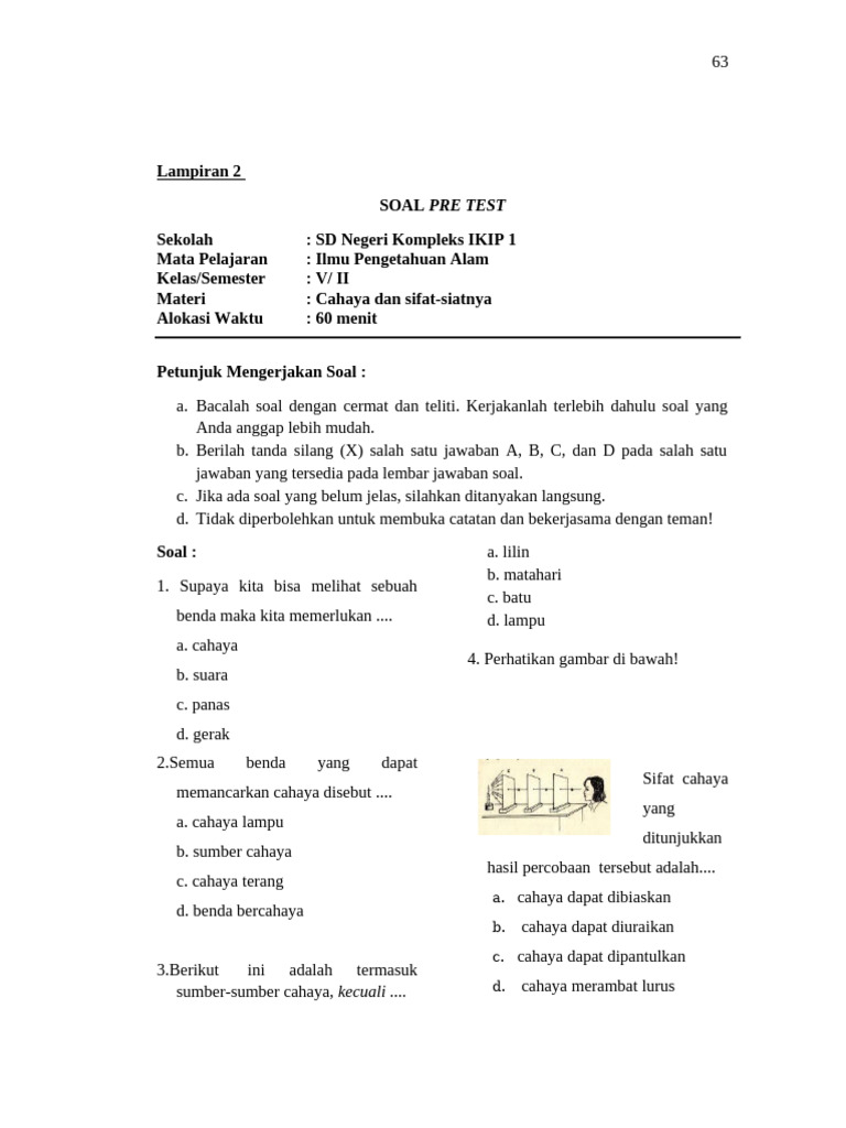 Lampiran 2 Soal Pre Test | PDF