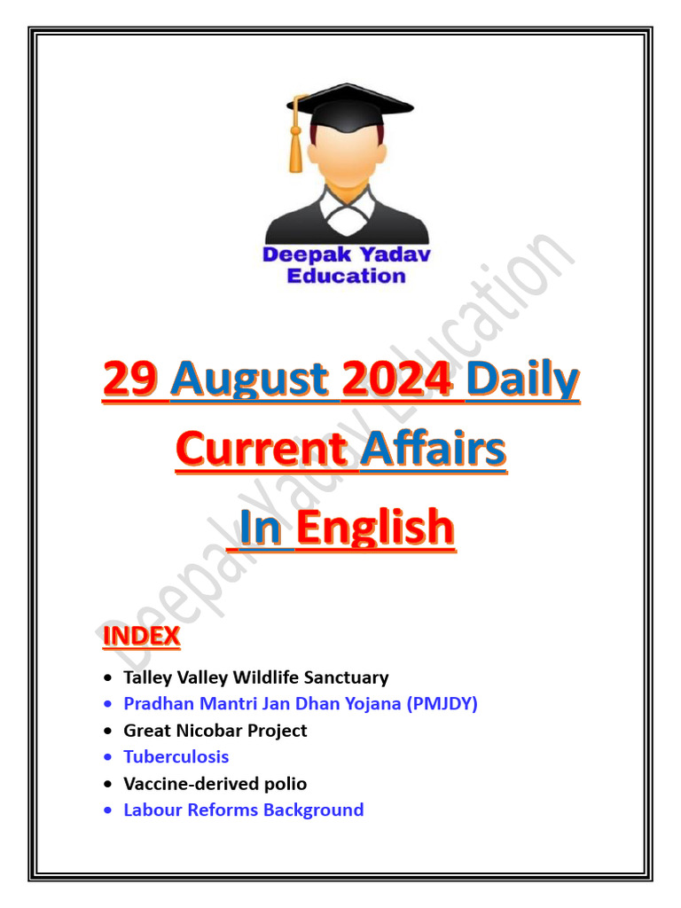 29 August 2024 Daily Current Affairs | PDF | Tuberculosis | Vaccines