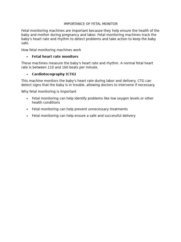 Image showcasing Importance of Fetal Monitor | PDF