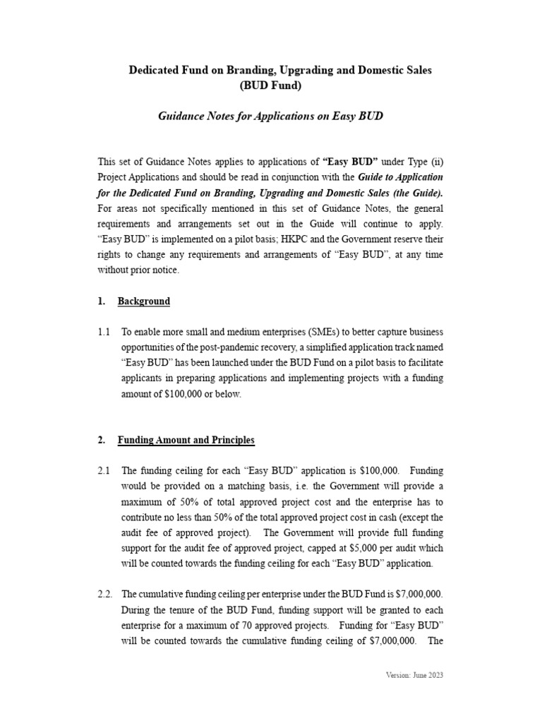Easy BUD Fund Application Guidance | PDF | Trademark | Patent