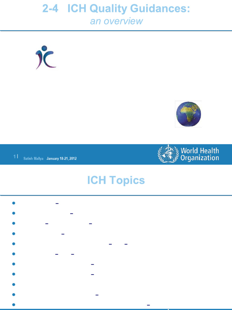 ICH Quality Guidelines Overview | PDF | Pharmaceutical Formulation ...