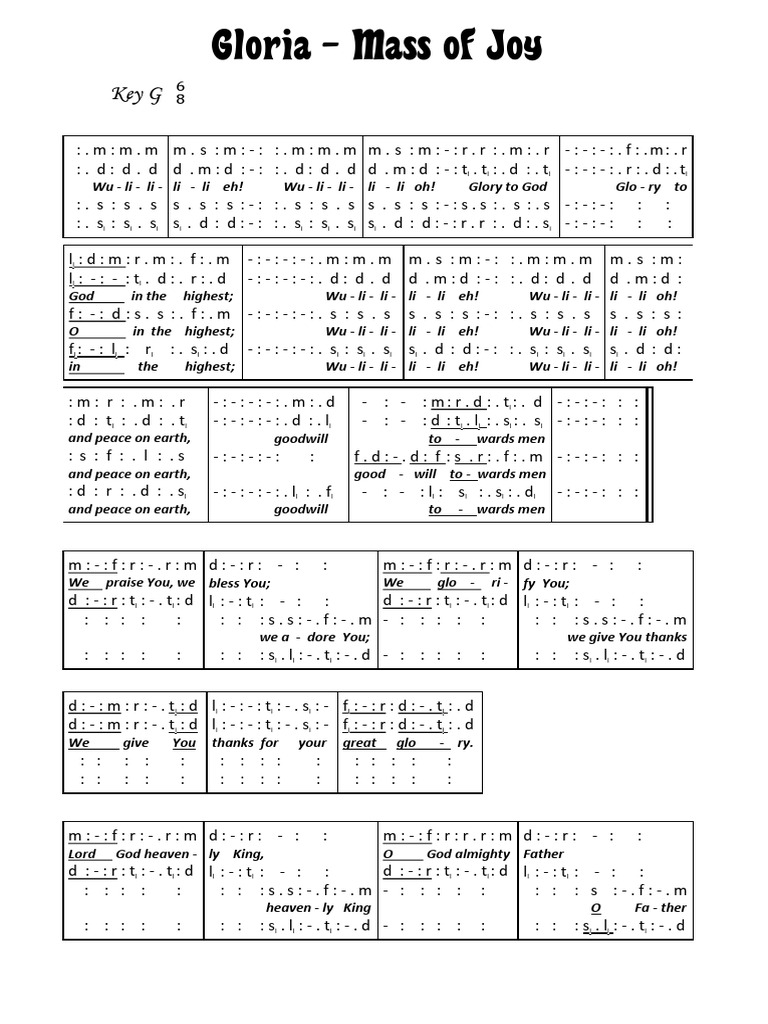 Gloria Mass Of Joy Pdf Religious Belief And Doctrine Theology