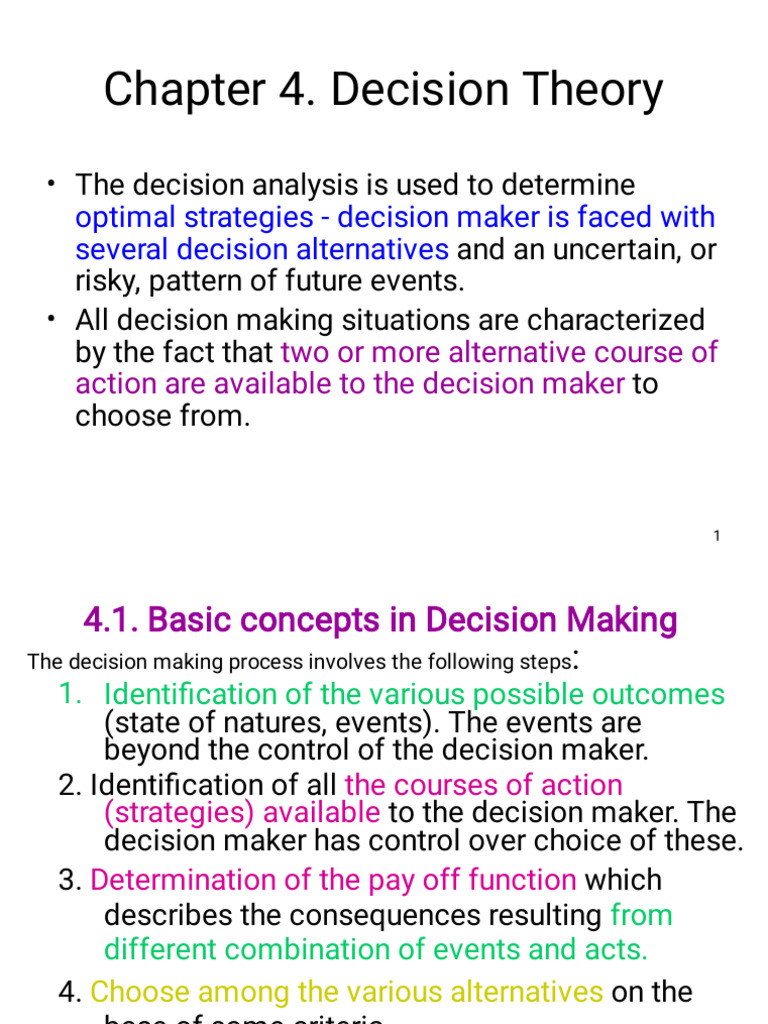 Decision Theory: Strategies and Criteria | PDF | Decision Theory ...