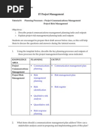 Tutorial 08 - Planning (Project Communications Management & Project Risk Management)