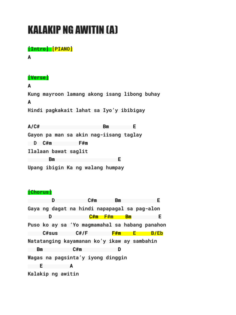 KALAKIP NG AWITIN X WALANG HANGGAN A | PDF