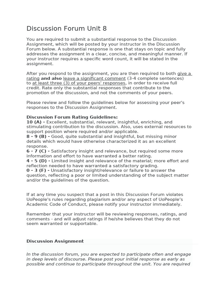 Discussion Forum Unit 8 | PDF | Customer Relationship Management ...