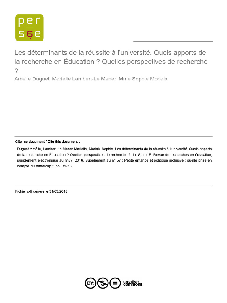 Déterminants de la réussite universitaire | PDF | Motivation | Motivant