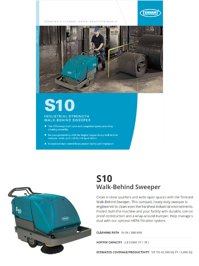 Tennant S10 Walk-Behind Sweeper | PDF