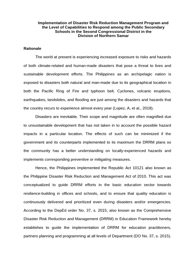 DRRM Implementation in Northern Samar Schools | PDF | Natural Disasters ...