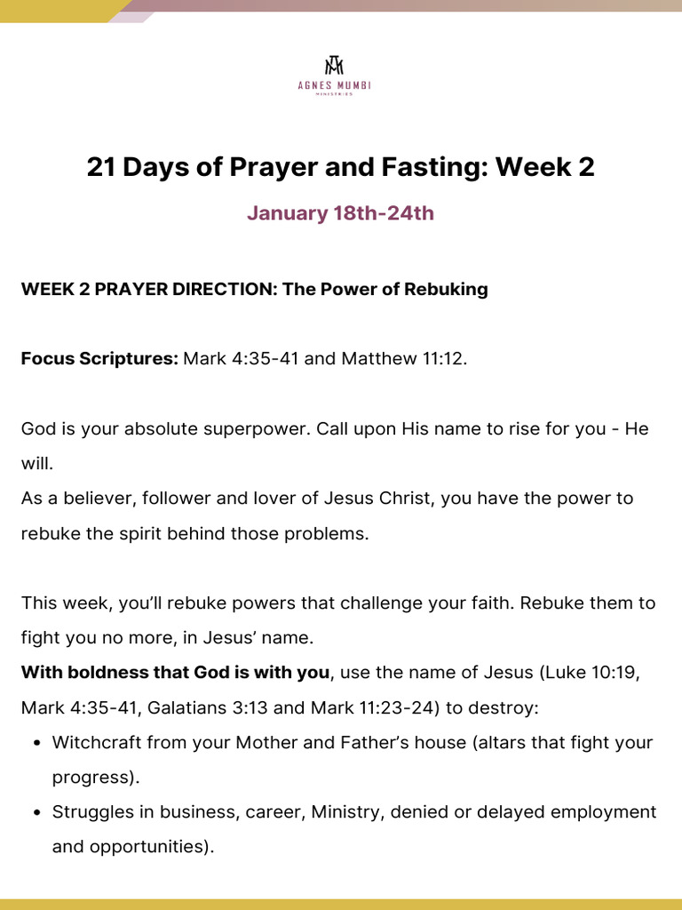 2025 21 Days of Prayer and Fasting Week 2 | PDF | Prayer | Jesus