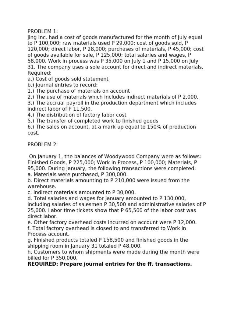 Cost Accounting Journal Entries Guide | PDF