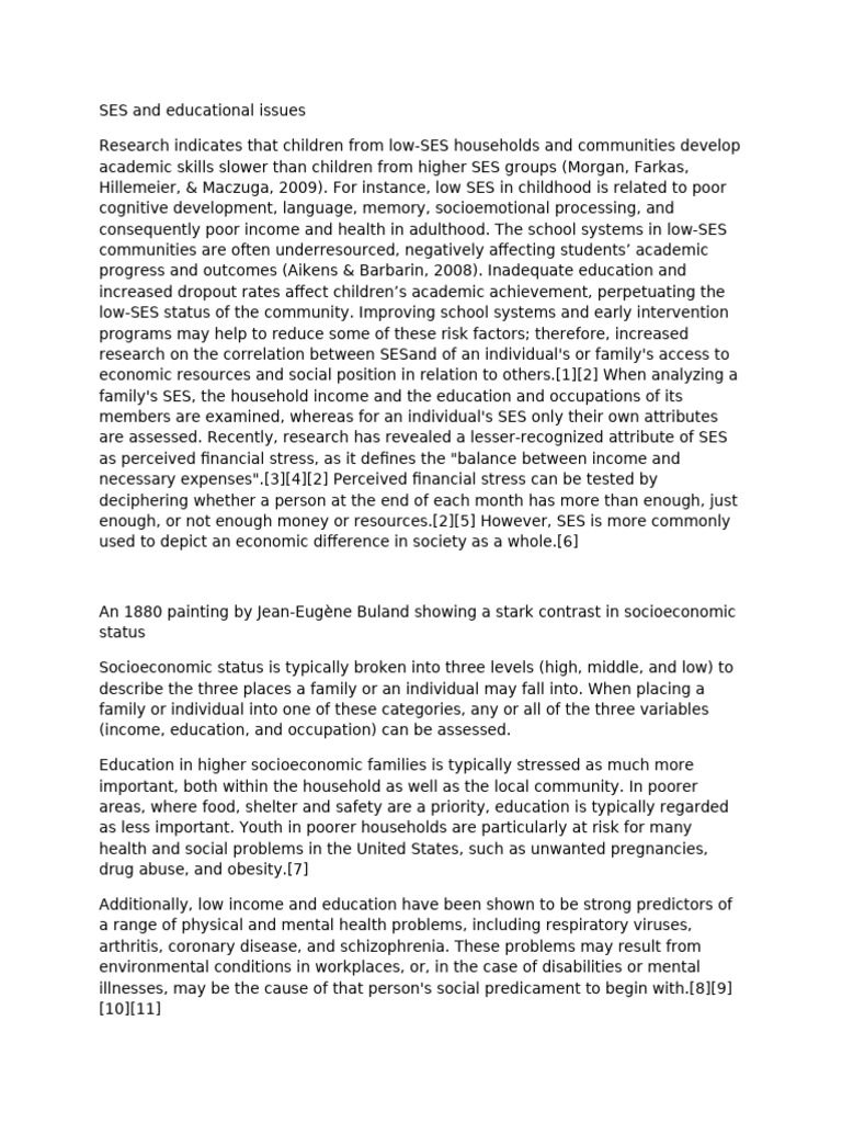 SES and educati-WPS Office | PDF | Socioeconomic Status | Psychology