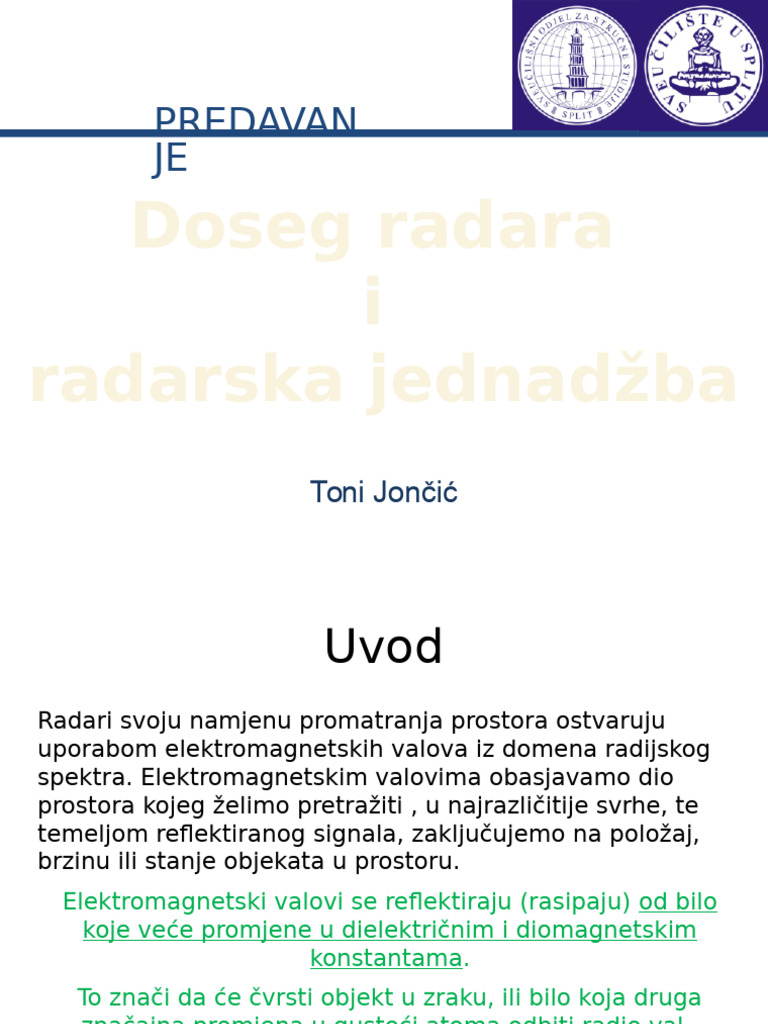 Pred 2 - Doseg Radara I Radarska Jednadžba | PDF