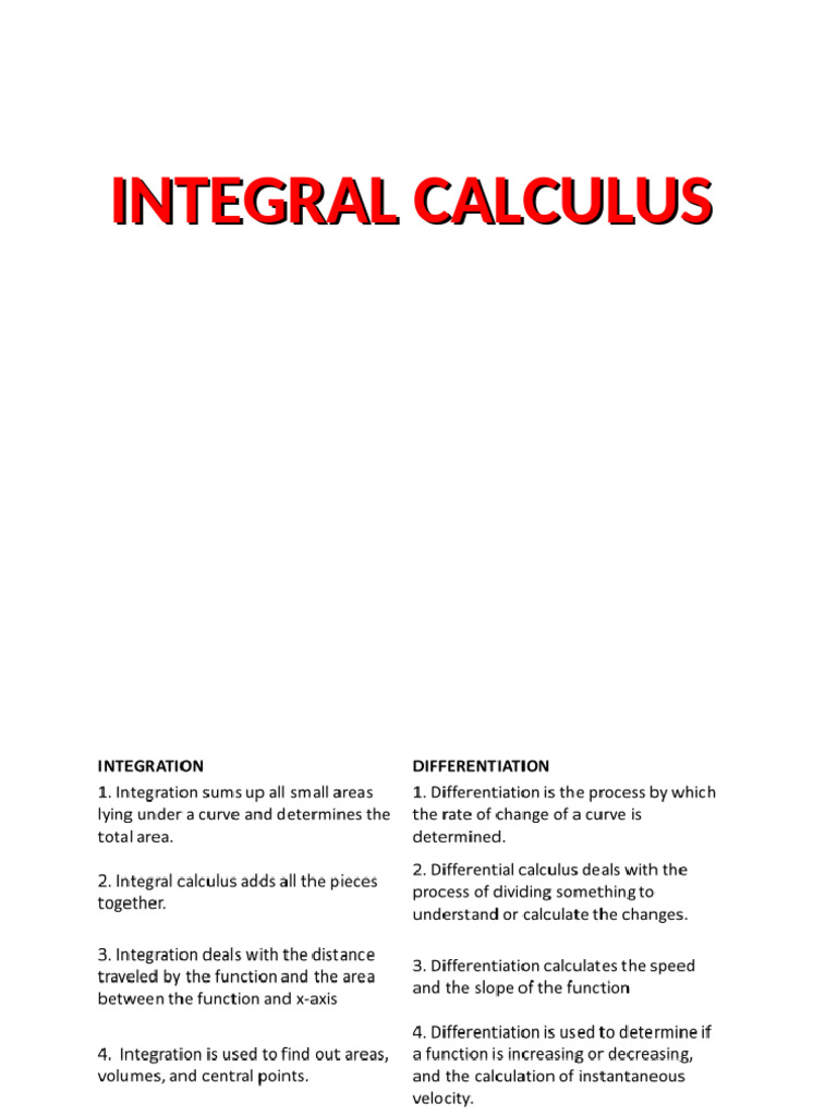Integral Calculus Techniques and Formulas | PDF