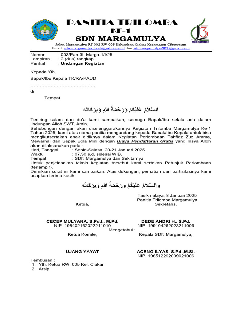 Undangan Trilomba Margamulya 2025 | PDF