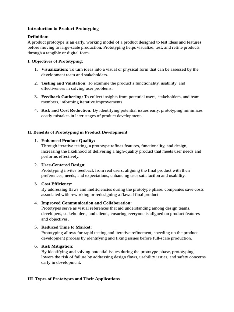 Product Prototyping: Benefits & Types | PDF | Prototype | Business Plan