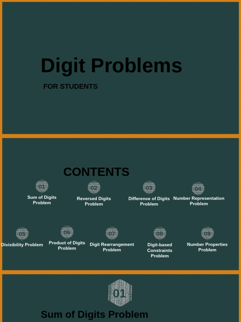 Digit Problems for Students | PDF
