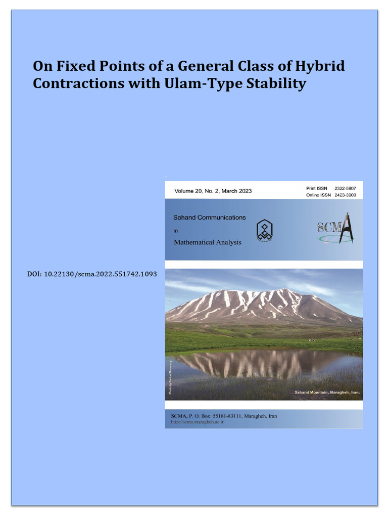 On Fixed Points of A General Class of Hybrid Contractions With Ulam ...