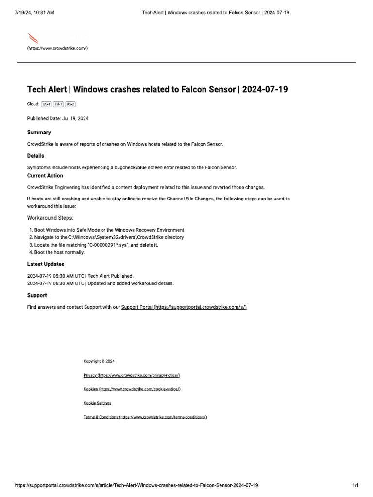 Tech Alert Windows Crash With Workaround 1 | PDF
