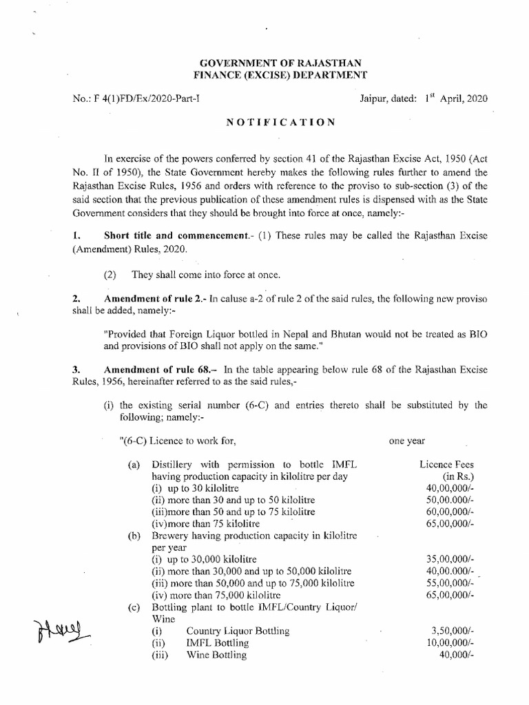 F Excise 8715 01042020 | PDF | Drink | Fermented Drinks