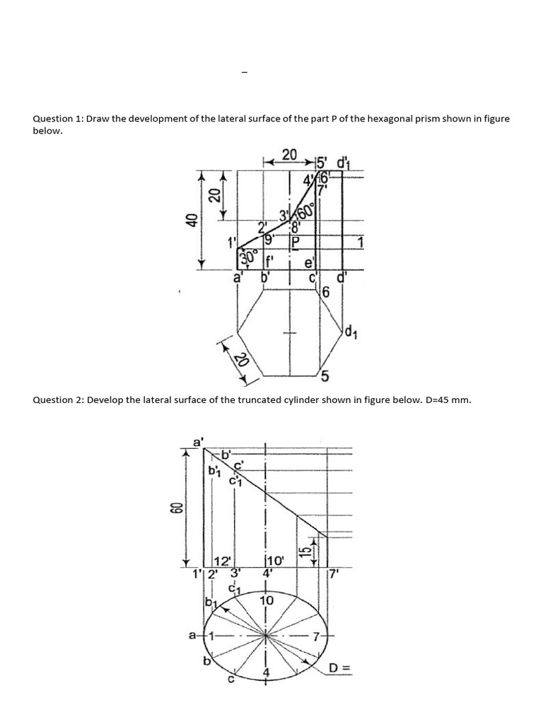 Engineering Graphics Assignment: Surface Development | PDF