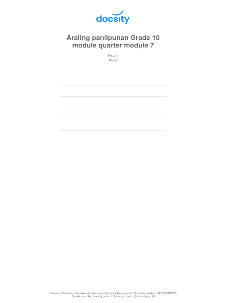 Docsity Araling Panlipunan Grade 10 Module Quarter Module 7 | PDF