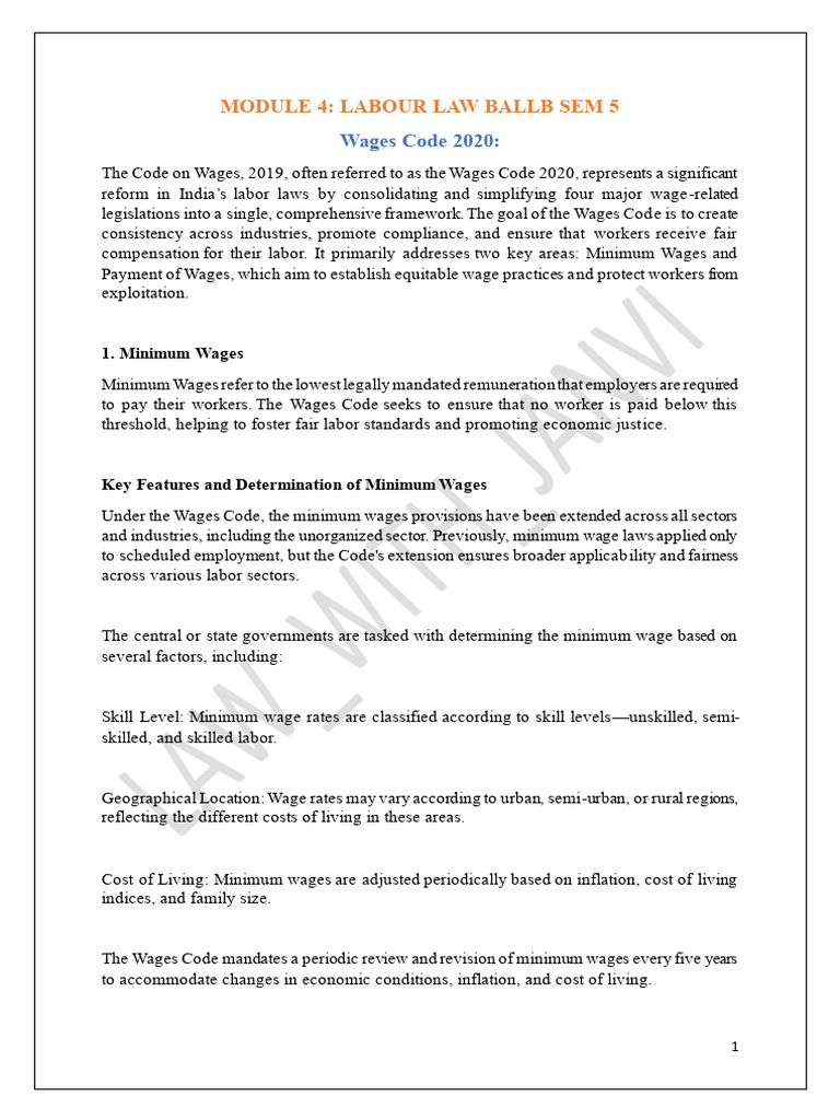 Module 4 Labour Law Ballb Sem 5 | PDF | Cost Of Living | Employment