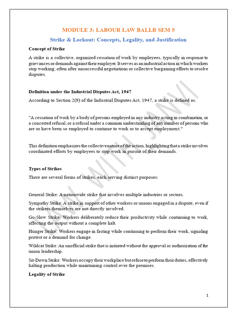 Understanding Strikes and Lockouts in Labour Law | PDF | Strike Action ...