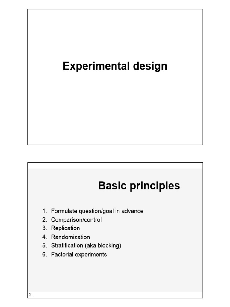 Principles of Experimental Design | PDF | Experiment | Stratified Sampling