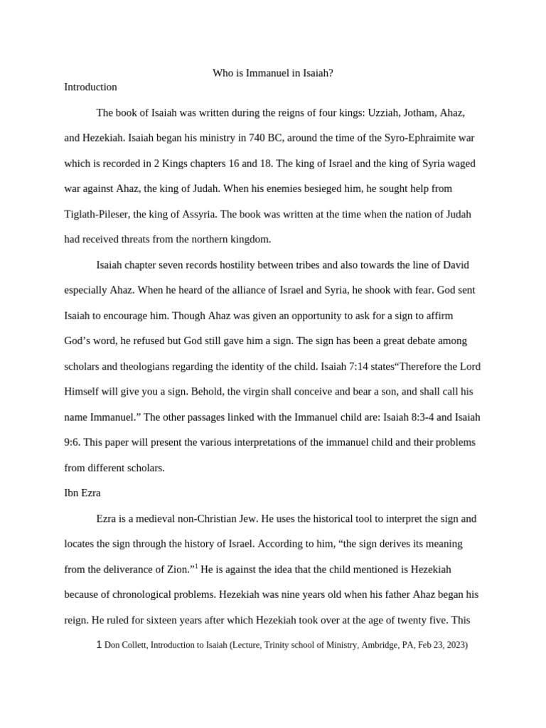 Understanding Immanuel in Isaiah | PDF | Religious Belief And Doctrine ...