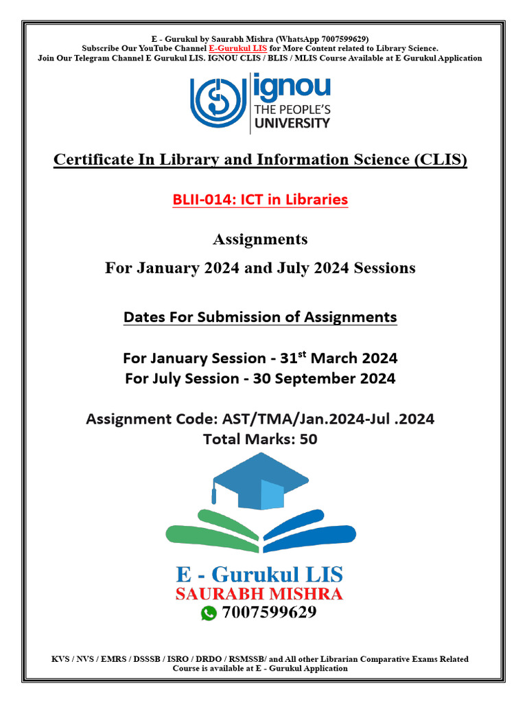 Library Science Courses & Assignments Guide | PDF | Computer Network ...