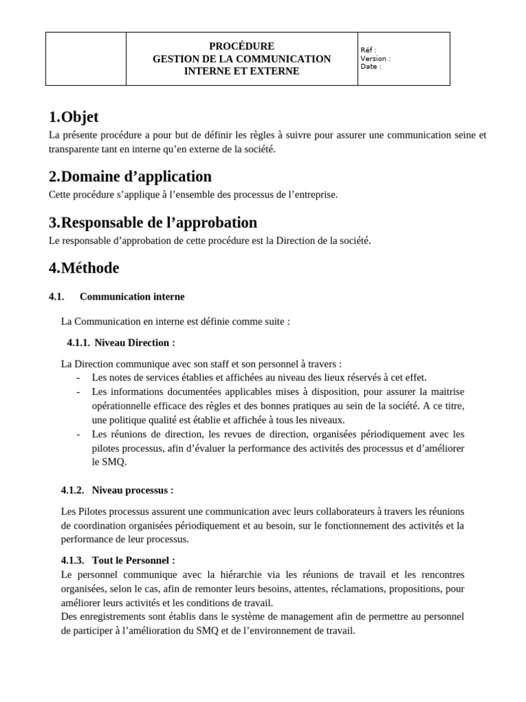 PR.MGT.005 Gestion de la communication interne et externe | PDF ...