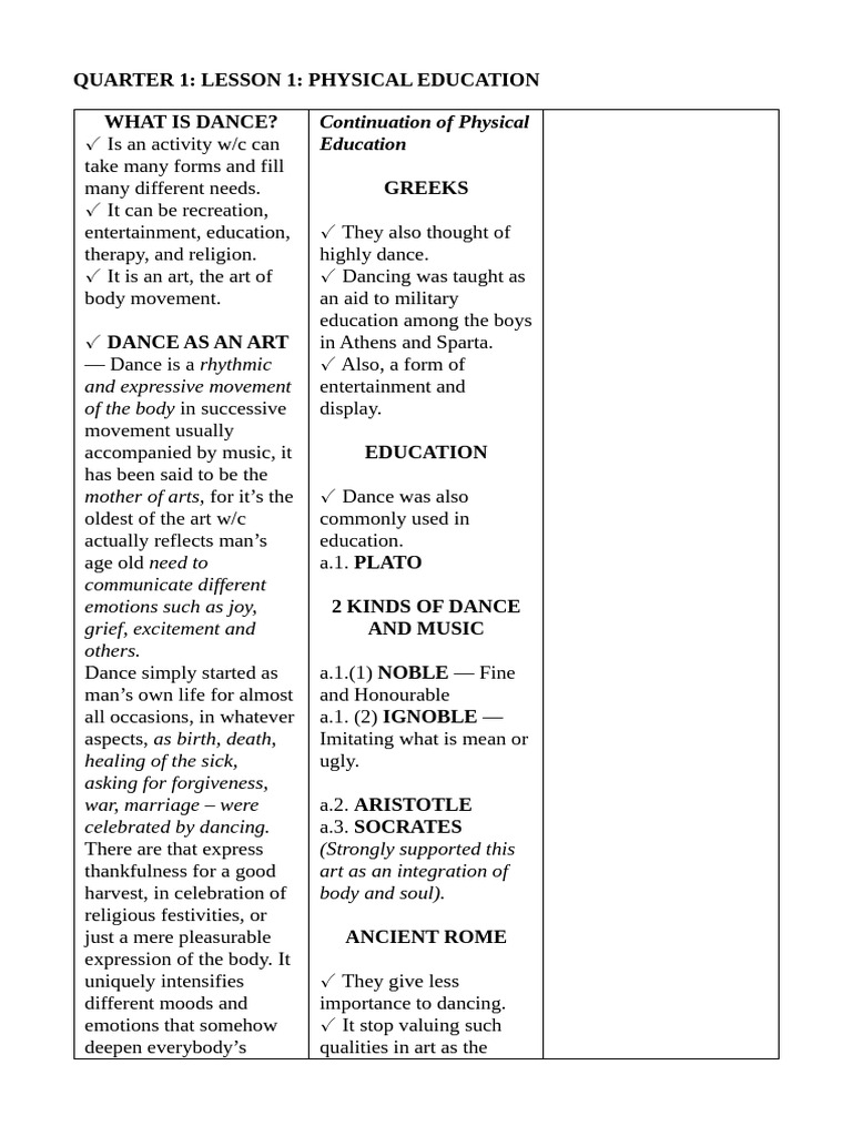 Physical Education Reviewer | PDF | Dances | Socrates