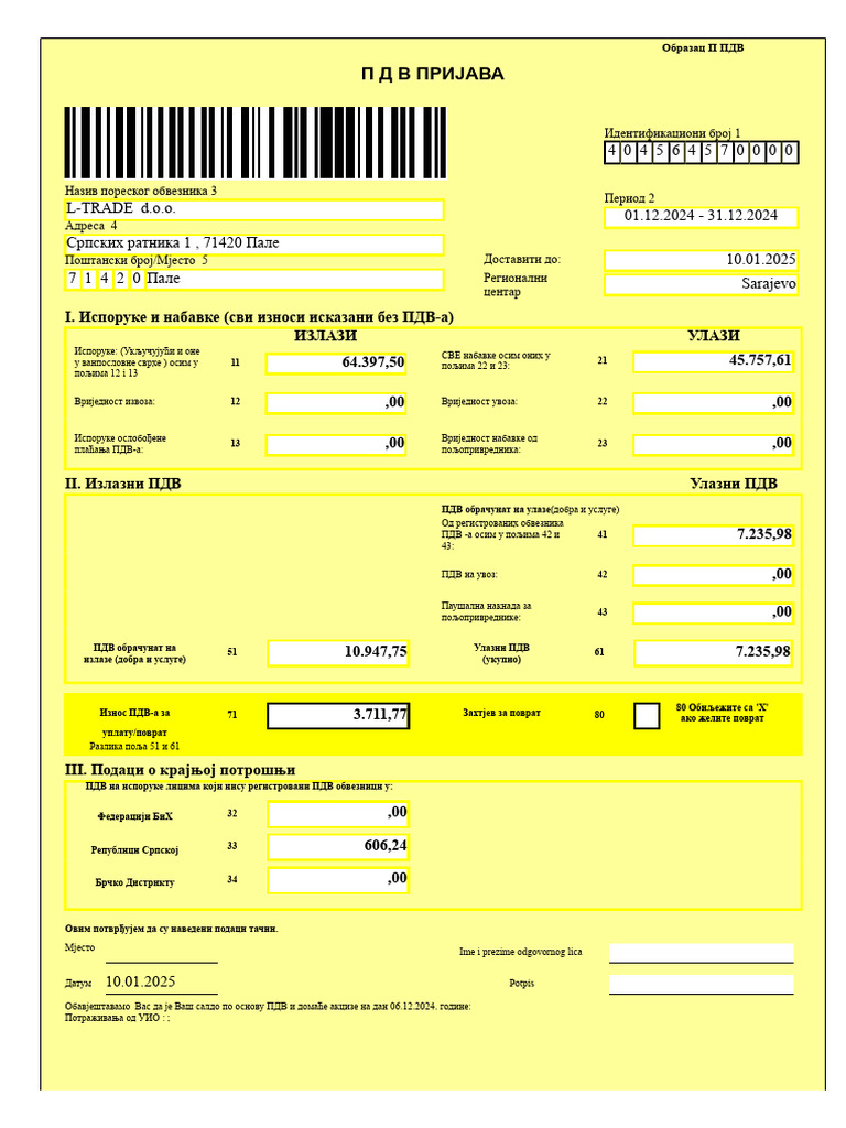 ReturnSheet 4404564570000 VAT 2412 | PDF
