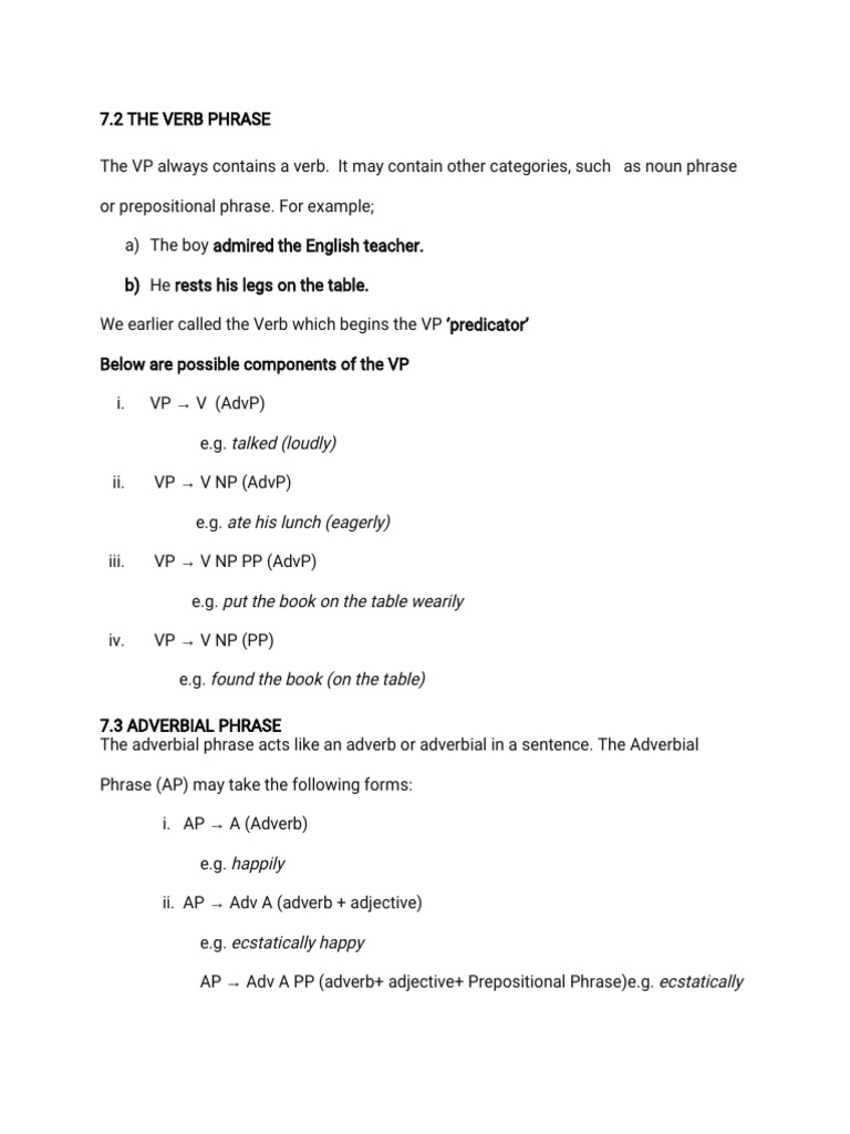 Understanding Verb and Adverbial Phrases | PDF
