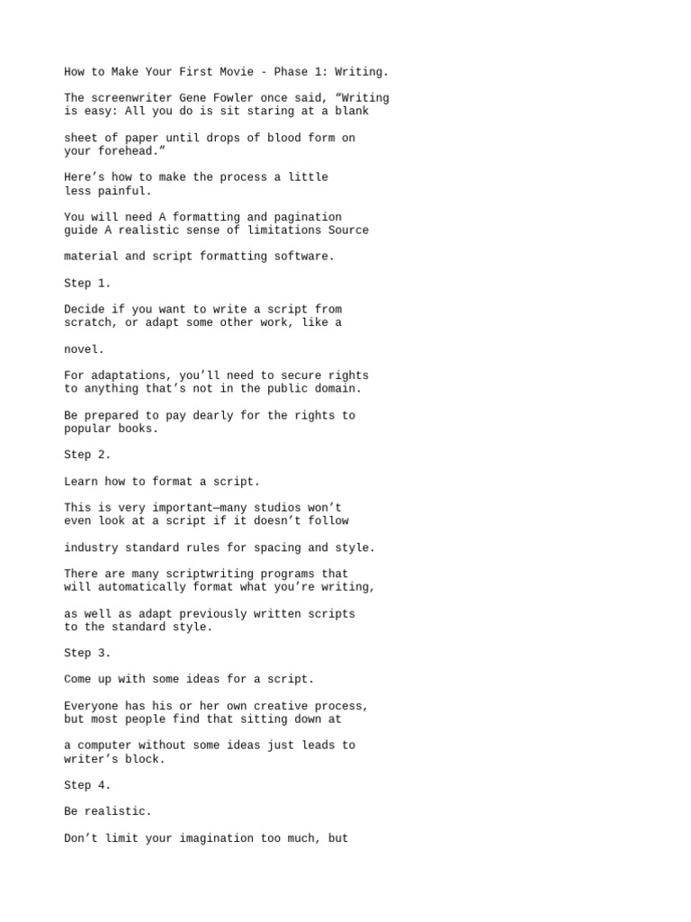 Scriptwriting Basics for First-Time Filmmakers | PDF