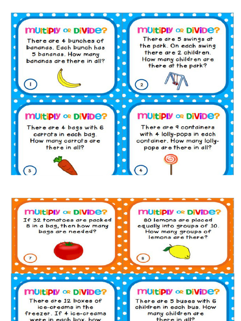 Multiplication and Division Task Cards (AutoRecovered) | PDF