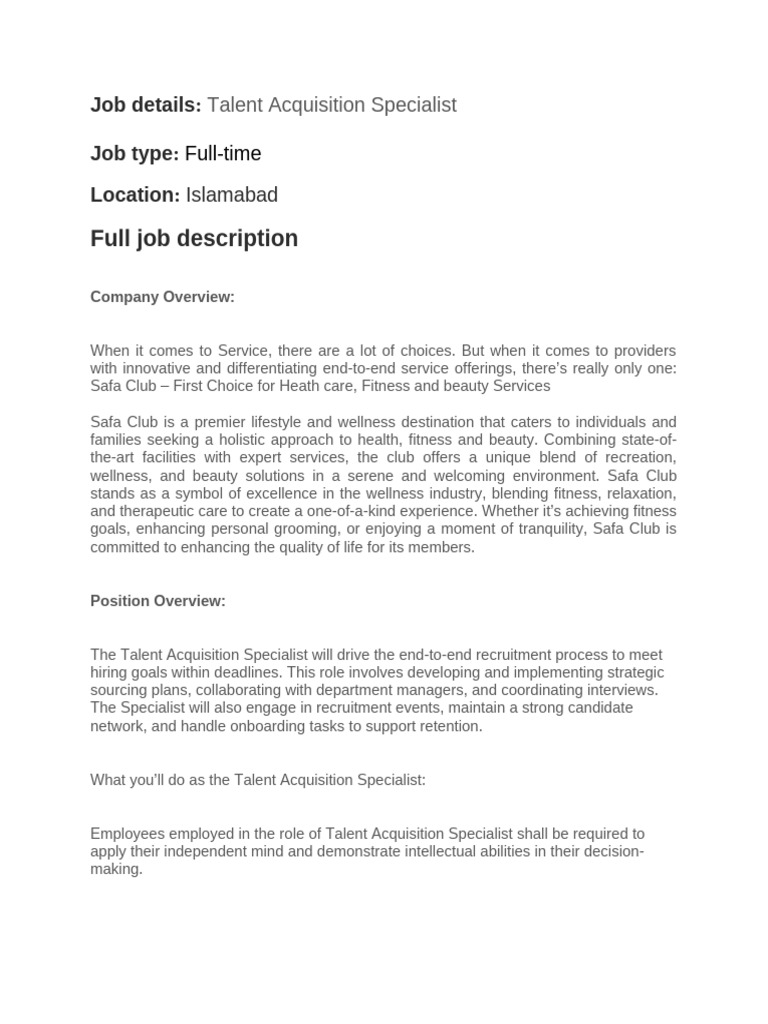 Talent Acquisition Specialist | PDF | Recruitment | Human Resources