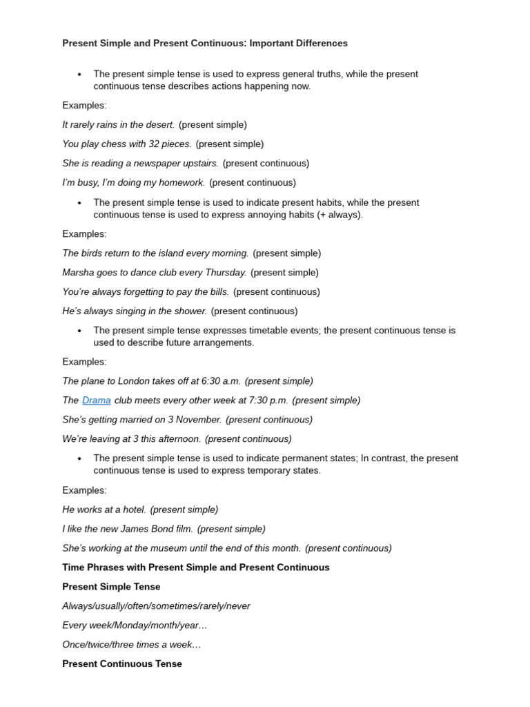 Simple Present and Present Continuous | PDF