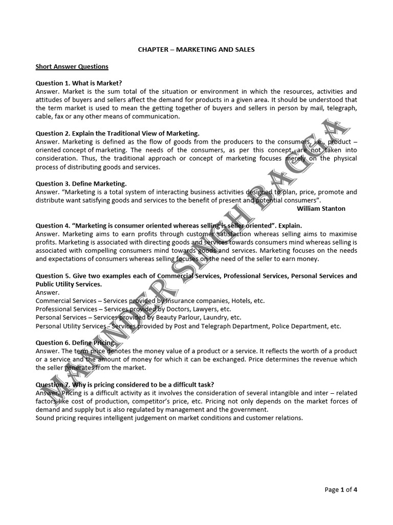 Marketing and Sales Concepts Explained | PDF | Marketing | Pricing