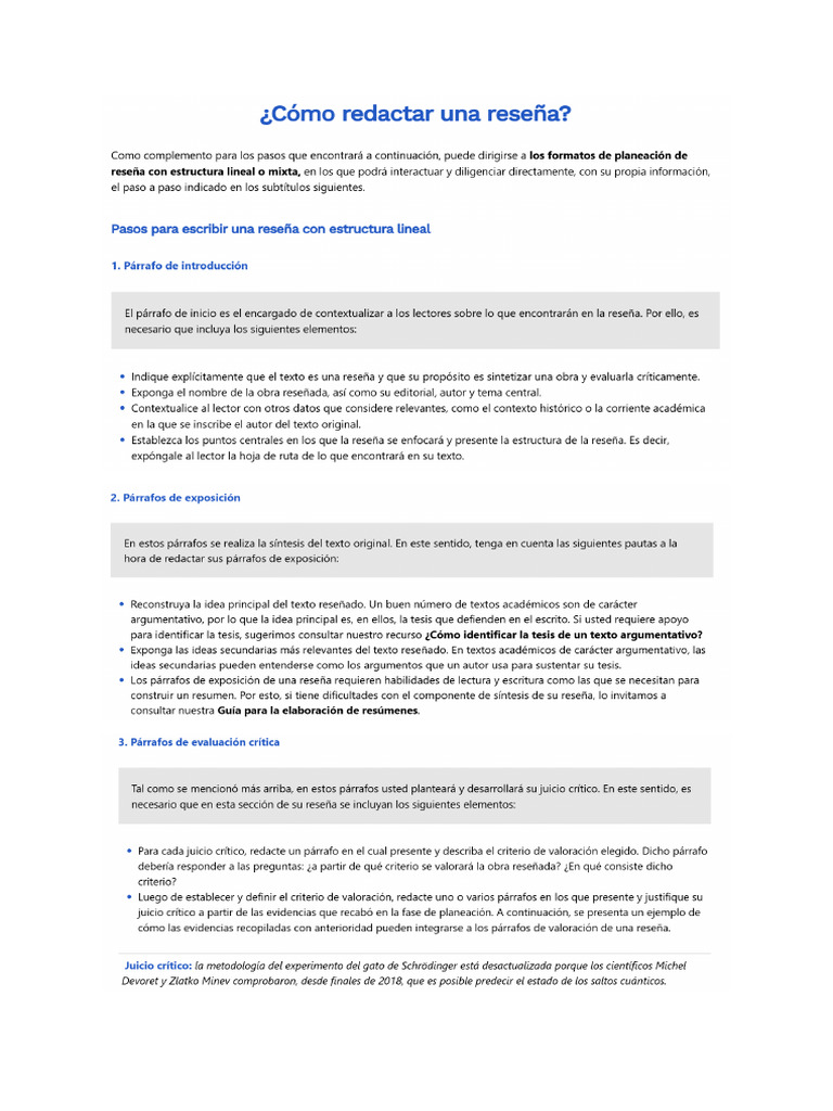 Como Hacer Una Reseña | PDF