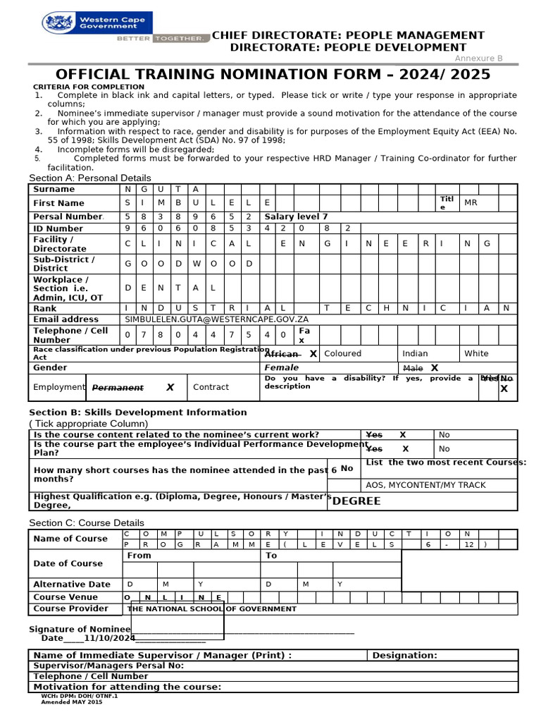 SIM'S Training Form | PDF | Business