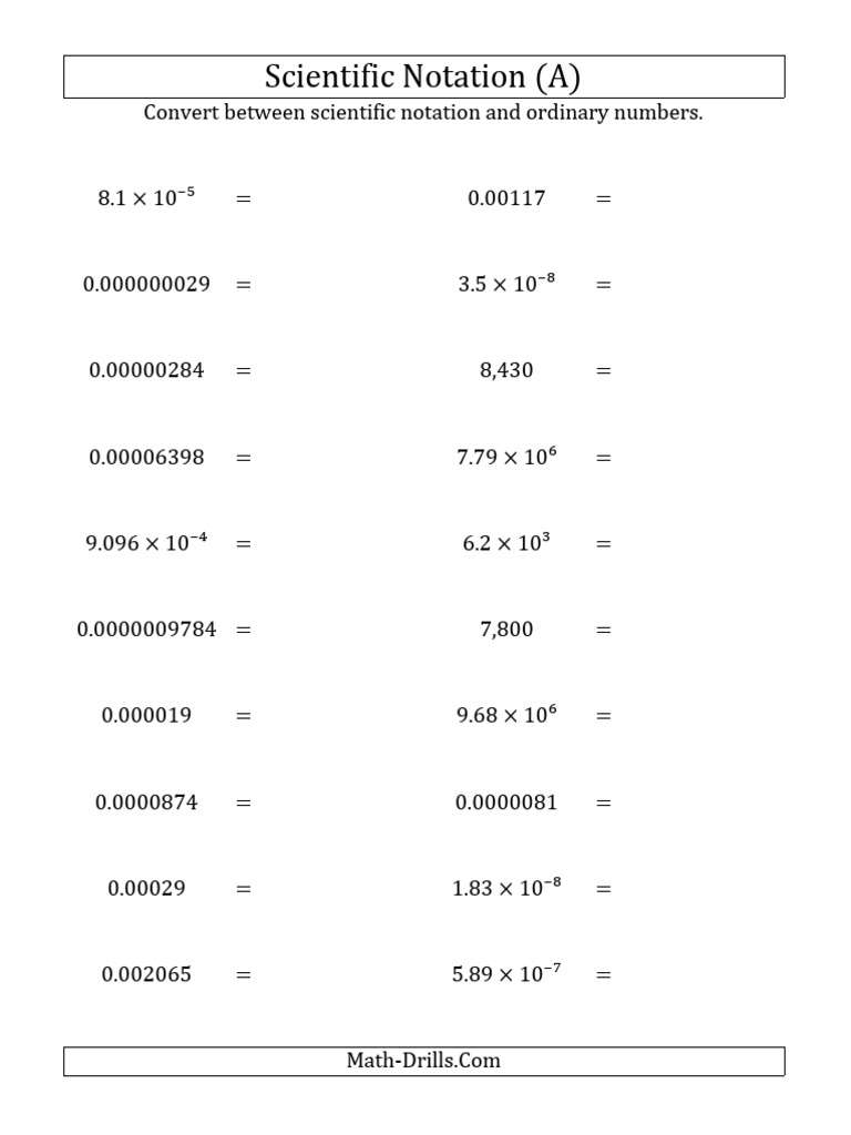 Convert Scientific Notation to Numbers | PDF