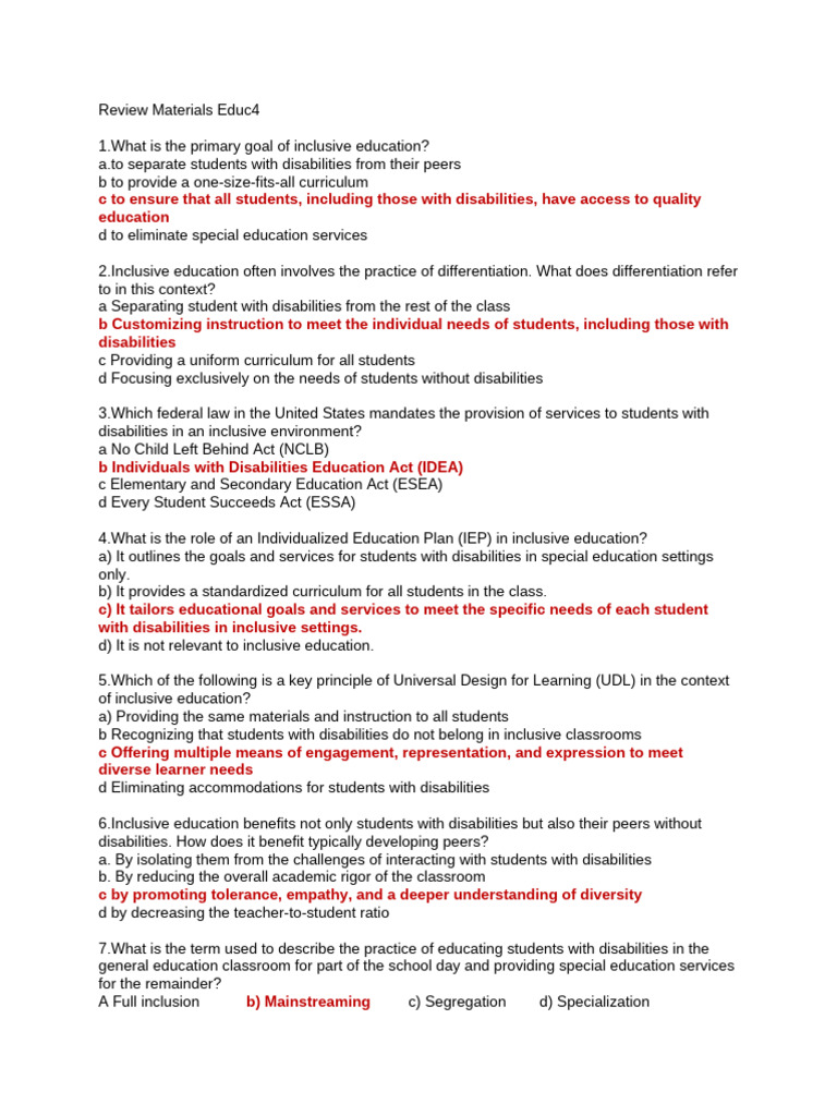 Inclusive Education: Key Concepts and Laws | PDF | Inclusion (Education ...