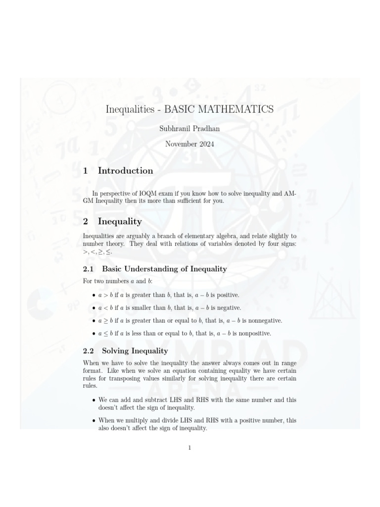 Understanding Inequalities in Mathematics | PDF | Inequality ...