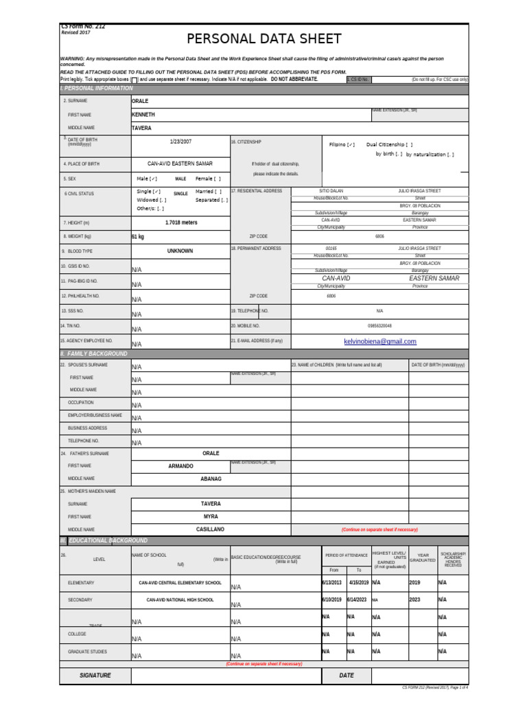 Personal Data Sheet (PDS) 2025 Guide | PDF | Justice | Crime & Violence