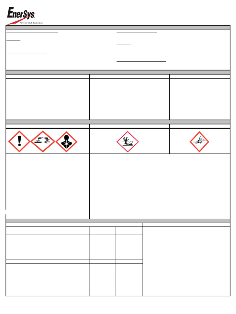 Lead-Acid Battery Safety Data Sheet | PDF | Dangerous Goods | Lead